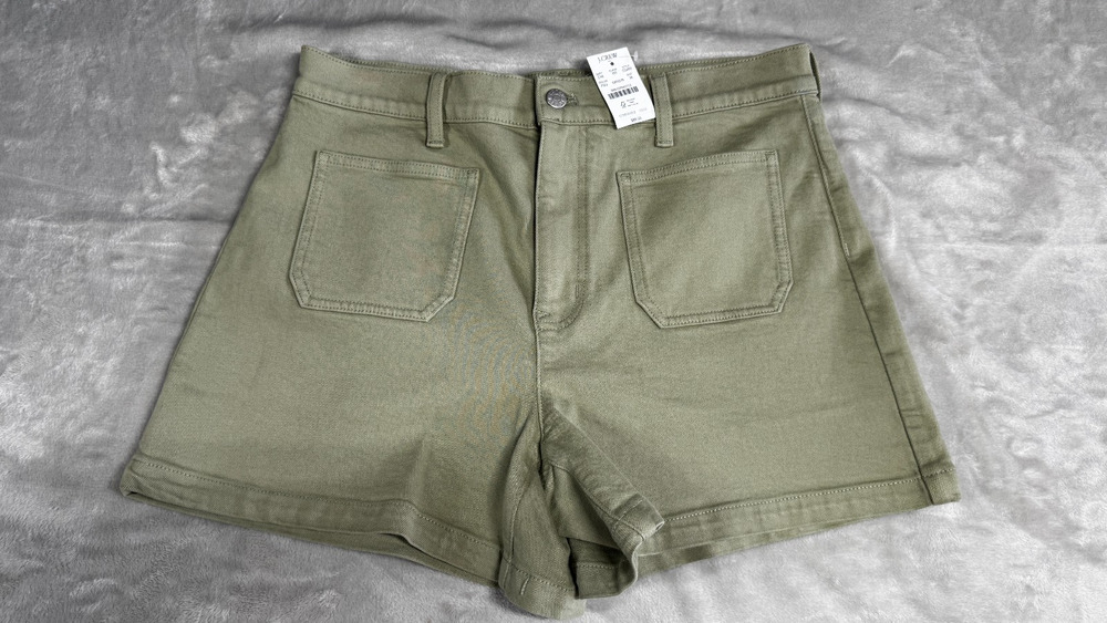 J.Crew NEW Womens Shorts Size 30 Green Stretch Cotton 4" Inseam Pockets Zipper